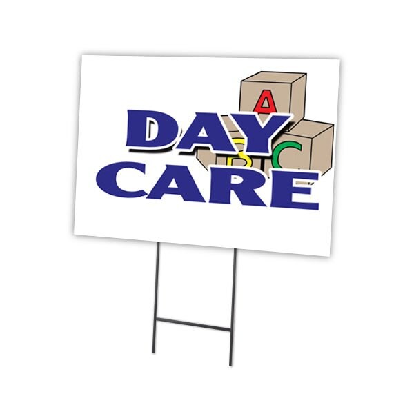 Day Care Yard Sign & Stake outdoor plastic coroplast window, C-1824-DS-Day Care